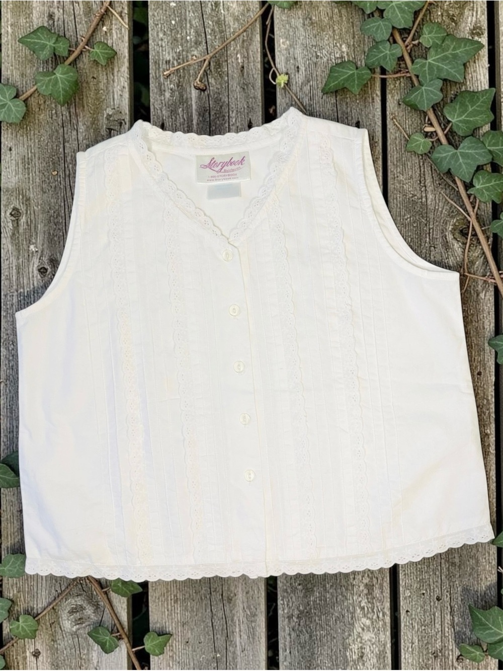 VINTAGE STORYBOOK Pintuck Pleat & Lace Girl's Blouse